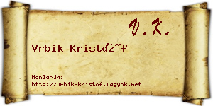 Vrbik Kristóf névjegykártya